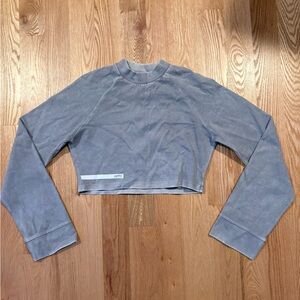 Kith Slate Gray Long Sleeve Crop Top